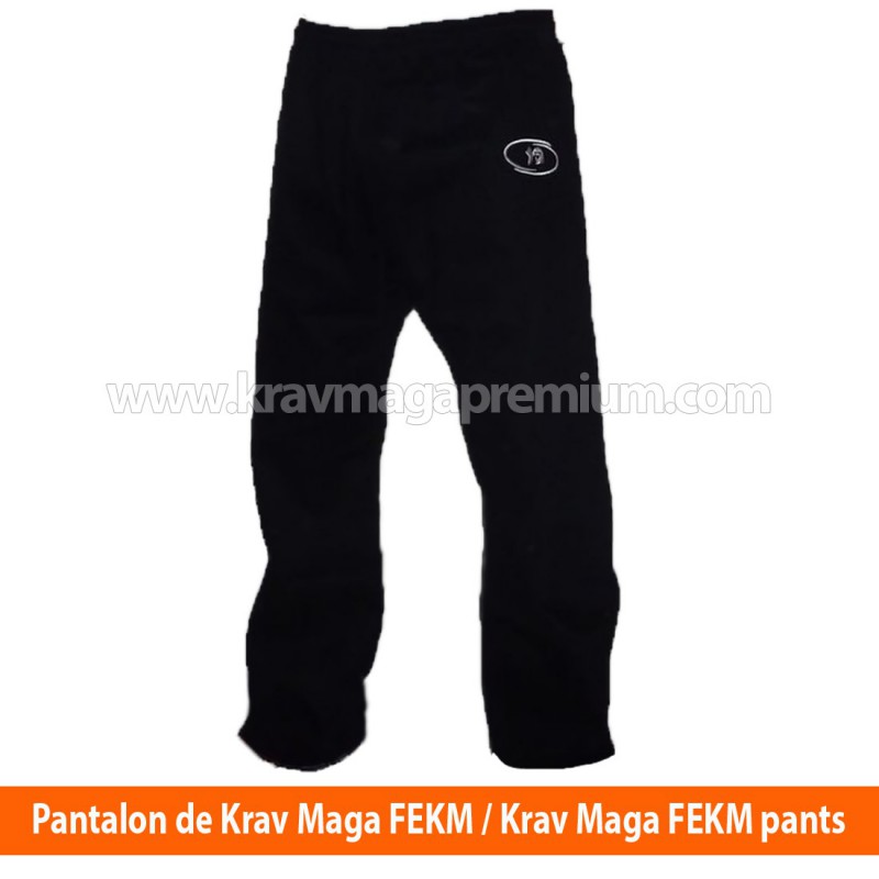 Pantalon de kimono noir Krav Maga - 301 - Logo FEKM - unisexe