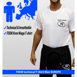 Tee-shirt technique Krav Maga - officiel FEKM - logo Noir  (homme)